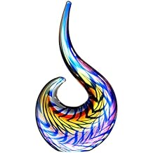 Luxury Lane Hand Blown Abstract Peacock Sommerso Art Glass Sculpture for Home Decor 12 inch Tall Centerpiece Table Decoration