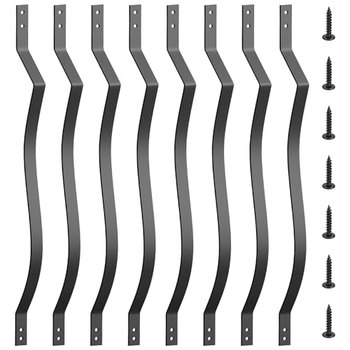 Akenow 51 Pack Curve Deck Balusters, 29.5 Heavy Duty Iron Railings with Screws, Wave Arc Baluster Metal Spindles, Stylish Black Balusters for Outdoor Stair Deck Porch