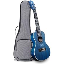 Concert Ukulele Ranch 23 inch Professional Wooden ukelele Instrument with Online 12 Lessons and Gig Bag - Small Hawaiian Guitar - Starry Blue