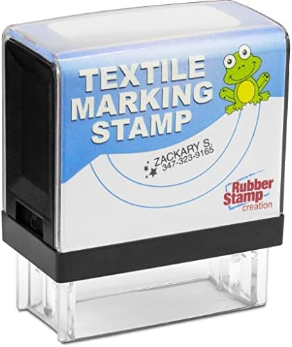 Rubber Stamp Creation Clothing Stamp - Self Inking Name Stamp Personalized - Customizable 2 Lines Text - School Uniform, Baby Clothes, Nursing Home, Camp, Custom Labels, and More - Black Ink