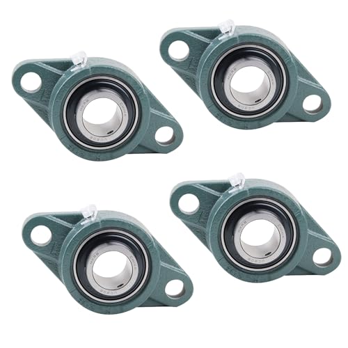 4Pcs UCFL309 Pillow Block Bearing, 45mm Bore Mounted Pillow Block Chrome Steel Bearings, 2 Bolt Flange Mounted, Solid Cast Iron Base Housing Self Alignment