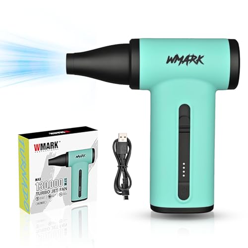 WMARK Compressed Air Duster Rechargeable Cordless-130000RPM Brushless Motor Stepless Control Handheld Mini Blower, 33ms Wind Speed-Electric Air Duster for PC, Keyboard, Home, Car NG-TB001 Blue