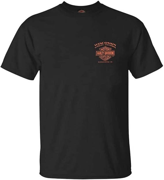 Harley-Davidson Men's Eagle Piston Short Sleeve Crew-Neck Cotton T-Shirt - Black