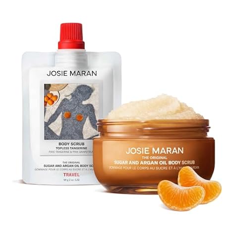 Josie Maran Argan Oil & Sugar Body Scrub + Travel Size Bundle, 2 + 6 wt oz