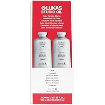 Lukas Studio Oil Paint - Titanium White - 200ml - Set of 2 Tubes- Excellent Lightfastness, Enhanced with Beeswax for Smooth, Buttery Texture, Consistent Hue, Ideal for Oil Artists- Fast Drying