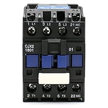 Baomain 3-Pole AC Contactor CJX2-1801 220VAC Coil, 3NO+1NC Auxiliary, 660V 3-Phase, DIN Rail Mount,for Motor Starters, Pumps, and Industrial Control Panels