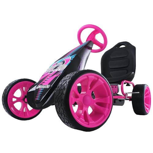 hauck Sirocco Racing Clutch Free Go Kart with Low Profile Rubber Tires, Pink
