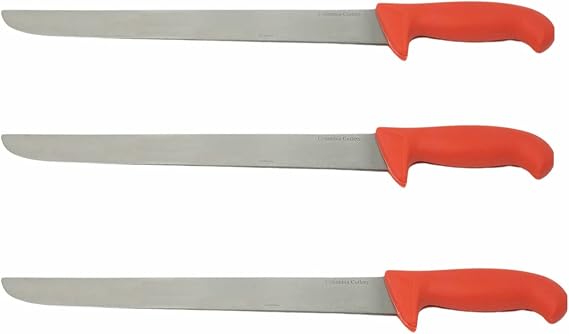 Columbia Cutlery 15" Red Gyro Knife. Great for Large Meat cuts like Kebab, Tacos Al Pastor, and Shawarma (3 Pack)
