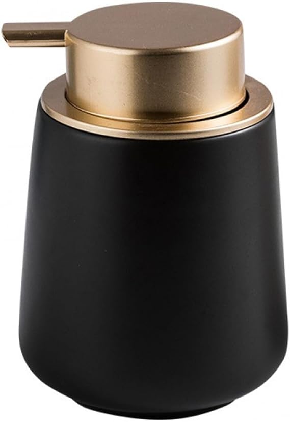 Hand Soap Dispenser Marble Dish Soap Dispenser Countertop Hand Lotion Pump Bottles Ceramic Lotion Container Refillable Liquid Hand Soap Jar Shower Dispenser for Bathroom Kitchen (Matte Black)