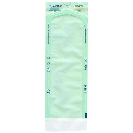 HALYARD Self Seal Sterilization Pouch, 6.75" x 12.75", Flat Pack, Steam EO Sterilization Method, Autoclave Sterilizer Bags for Dental Medical Spa Tattoo Instruments, Part 48561, Box of 200