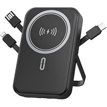 Power Bank 10000mAh Compatible with MagSafe, Magnetic Portable Charger with Digital Display, 15W Wireless Fast Charging, Built-in 3 Cables Compatible with iPhone 17/16/15/14/13/12 Series (Black)