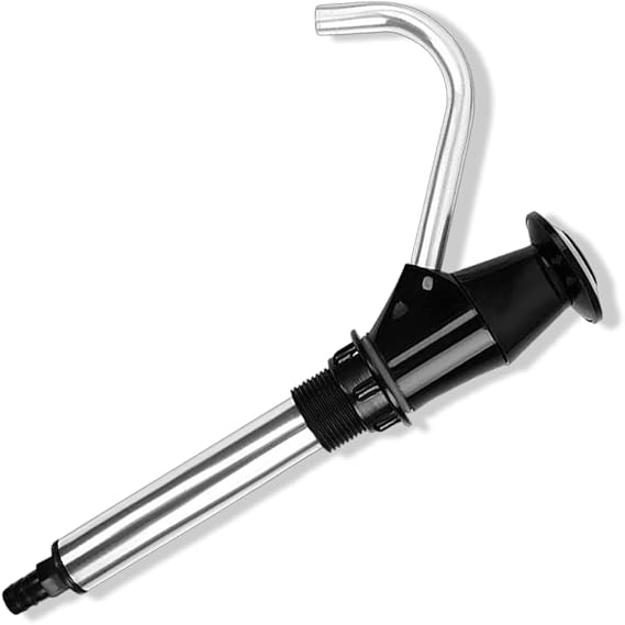 QPINGH Modern Aluminum & Plastic Caravan Sink Hand Pump, Double Action Manual Water Pump for Camping Trailer, Motorhome, Work Vehicles, Black Silver