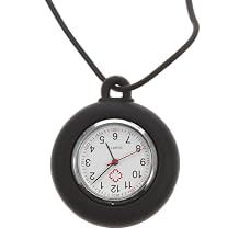 Fob Watch - Pendant Watches for Women Man with Silicone Case and Adjustable Lanyard for Nurses Student Black, Lanyard Color: Random