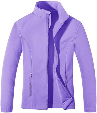 MAGCOMSEN Womens Fleece Jacket Zip Up Coat Lightweight Soft Warm Long Sleeve Jackets with Pockets for Winter