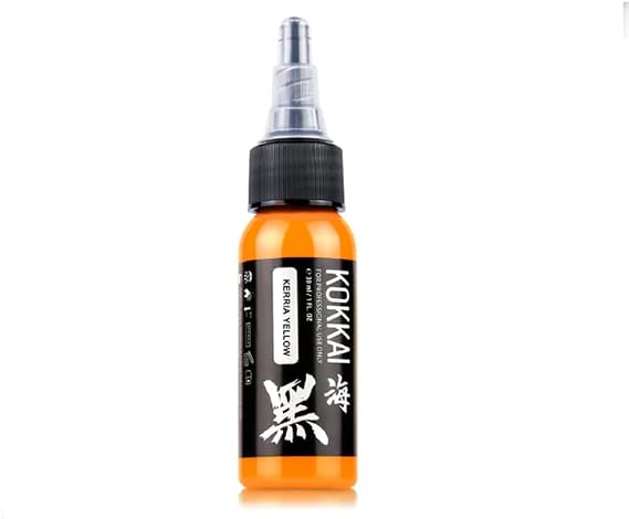 Tattoo Ink, Premium Quality, Precision Medium Viscosity, Rich Hue, Quick Healing, Acrylic-Free, Water-Based, Ready-to-Use Ink for Precision Tattooing (Kerria Yellow, 0.5 oz)