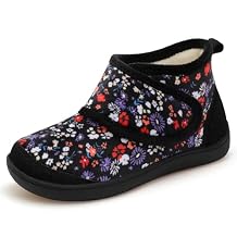 LeIsfIt Slipper Boots for Women Wide Warm House Shoes Non-slip Diabetic Winter Shoes Adjustable Bootie Slippers for Indoor & Outdoor