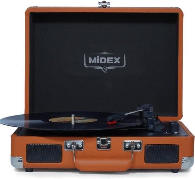Midex Mtx-101OR Nostaljik Retro Pikap Plak Çalar (Şarjlı Bluetooth Aux Hoparlörlü 3 Devir) İğne Dahil