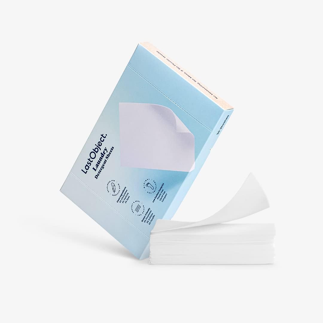 LastObject Eco-Friendly Unscented Laundry Detergent Sheets, 30 Count, Advanced Dissolving Technology, Compatible with All Washing Machines, Easy to Use, Cost-Effective