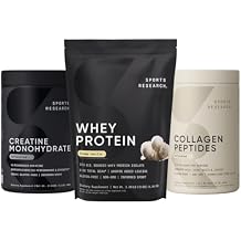 Sports Research Protein Pack - Whey Isolate Protein Powder 2.1lb + Creatine Monohydrate 1.1lb + Collagen Peptides 1lb