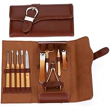 Manicure Set 10 in 1 Full Function Kit Professional Stainless Steel Pedicure Sets with Leather (Color : Brown, Size : One Size) (Brown One Size)