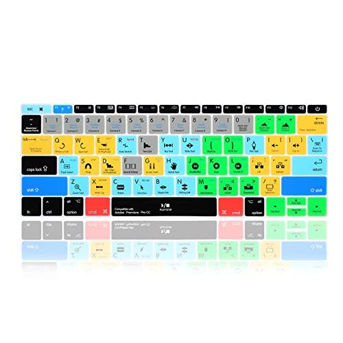 English Silicone Premiere Pro CC Shortcuts Hotkey Keyboard Cover Skin for MacBook Pro 13A1708 A1988No Touch Bar 2018 2017 2016for MacBook 12A1534 2015&A19312018USA Layout Protective Skin