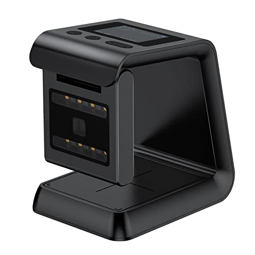 symcode 2D QR Wireless Hands-Free Omnidirectional Desktop Barcode Scanner, with Screen Display and Large Capacity Batteries, Compatible with Bluetooth & 2.4GHz Wireless, for Airport, Supermarket