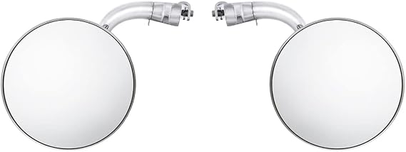 United Pacific 4-inch Curved Arm, Polished Stainless Steel Peep Mirror Bundle Set (L/H Flat Mirror & R/H Convex Mirror), Chrome Plated Arms - One Pair