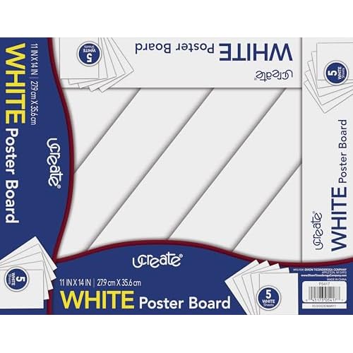 UCreate Poster Board, White, 11 x 14, 5 Sheet Pack