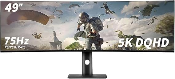 YOGAES 49" Ultra Wide Dual QHD 5120 x 1440 IPS Curved Game Display, 75 Hz, 49" Monitor, HDR 400, Built-in Speaker, USB-C, Compatible VESA 100*100mm, Tilt and Height Adjustable Stand, G-SYNC