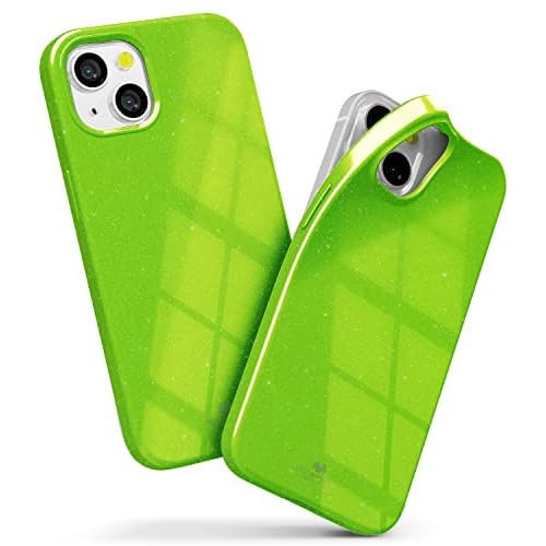 GOOSPERY Pearl Jelly Compatible with iPhone 13 Case, Vivid Color with Light Shimmer Jewel Effects Glitter Sparkles Shine Look Slim Thin TPU Rubber Back Cover Lime