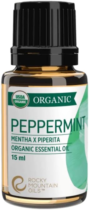Rocky Mountain Oils Organic Peppermint Essential Oil 15ml 100% Pure, USDA Organic, for Aromatherapy & Topical Use