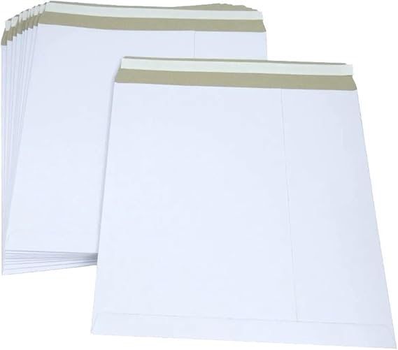 10 x 12 Strong White LP Record Mailers All-Board Envelopes 340x340mm | Peel & Seal Vinyl Record Packaging for Secure Shipping Cardboard Self-Seal Mailing Postal Packets