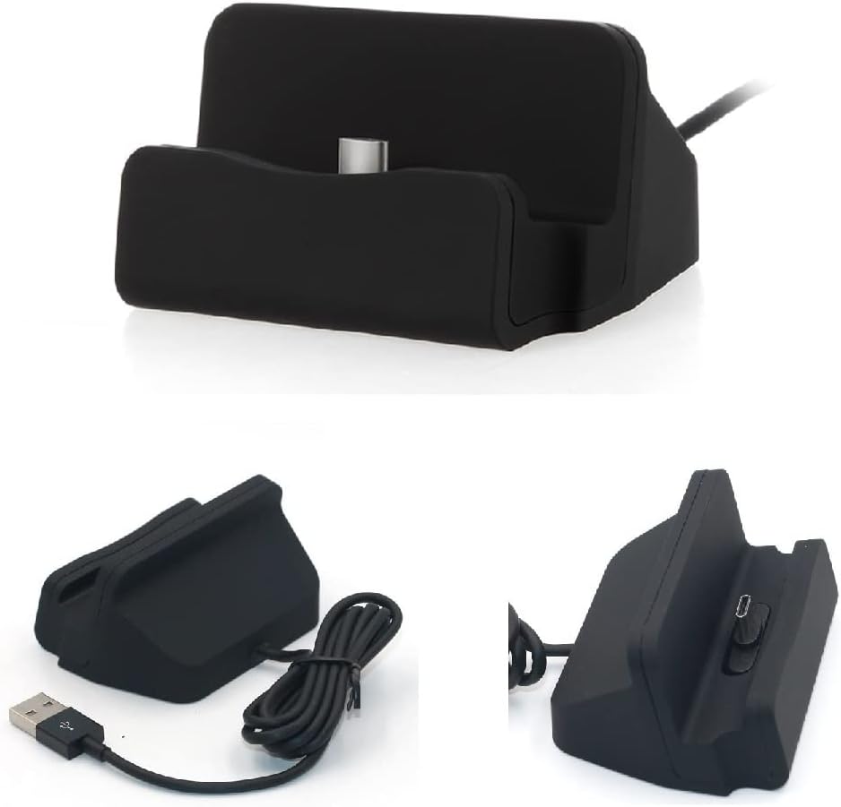 K-S-Trade Dockingstation For Motorola Moto G30 USB Type C Dock Compatible With Motorola Moto G30, Black | Type-C Smartphone Charging Station Docking Station With USB 2.0 Data Cable -