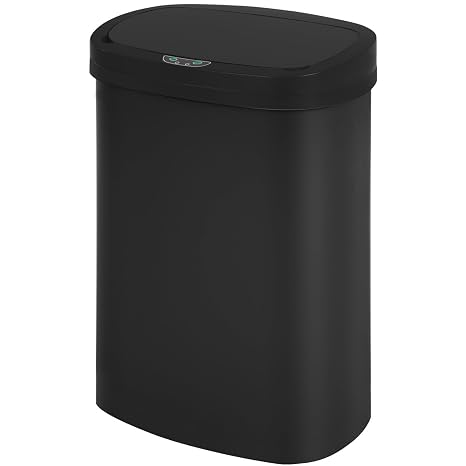 FDW | 13 Gallon Plastic Trash Can with Lid | Black