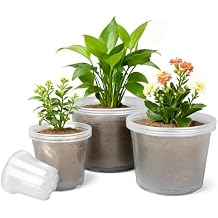 4/6/8/10 Inch Large Size Clear Nursery Pots for Plants, 16 Pack Plastic Plant Pots with Drainage Holes, Durable Seedling Starter Pot for Succulents Flowers Herb Vegetables