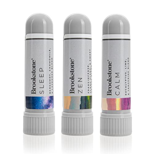 Brookstone Aromatherapy Inhaler | Essential Oil Inhaler for Stress Relief Stuffy Nose Relief and General Aromatherapy Benefits | Down Time 3 Pack