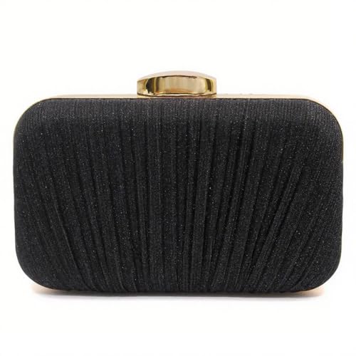 Aovtero Evening Bag Clutch Purses Women Wedding Formal Party Bridal Handbag Pleated Sparkling Glitter with Chain