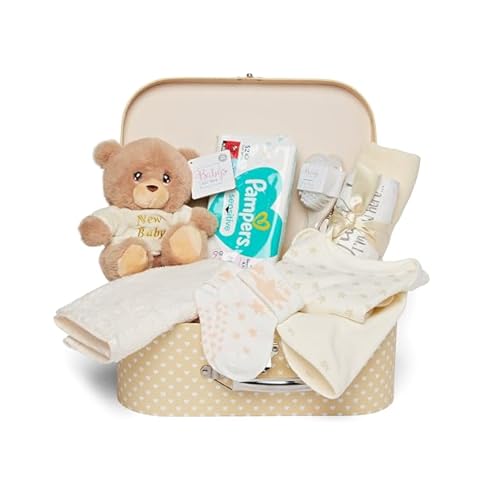Baby Box Shop Unisex - 12 pcs Neutral Baby Essentials - Baby Gift Hampers, Gender Neutral Baby Gift Basket Hampers, Baby Gender Reveal Gift Set - Cream