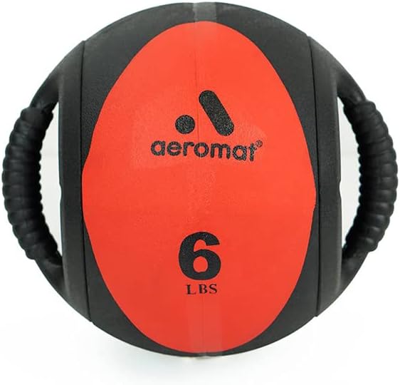 AEROMAT Dual Grip Power Medicine Balls for Abdominal Training and Rotational Movements - 9" Diameter - Weights Color-Coded