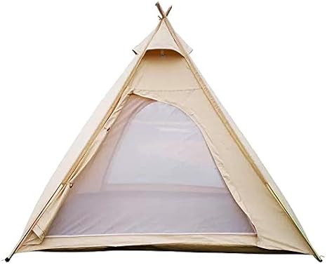 Free Space Outdoor 100% Cotton Canvas Waterproof Pyramid-Shaped Camping Tent (Beige, 2.15meters)