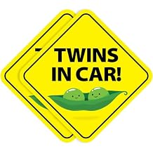Stickios Twins in Car Stickers (Non-Magnetic) - Removable, Paint-Safe Signs for Cars & Windows - Made in USA (2-Pack, 6-inch Diamond, Peas in a Pod)
