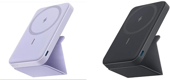 Anker 622 Magnetic Battery (MagGo), 5,000mAh Foldable Magnetic Wireless Portable Charger with Stand and USB-C Port (On the Side), Magsafe-Compatible for iPhone 16/15/14/13 Series