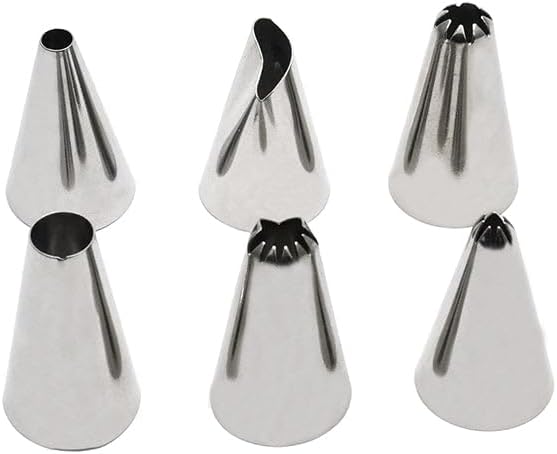 Zenker Stainless Steel Piping Nozzles Set of 6 Small Cake Decorating Piping Nozzles for Piping Bag Stainless Steel Diameter 1.8 cm Height 3 cm 44895