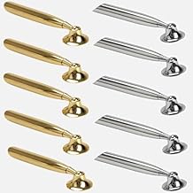 IUAQDP 10 Pieces Desk Swivel Pen Holders Pencil Funnels with Screw, Metal Ballpoint Stands Desktop Organizer for Home Office Bank Lobby Retailer Hotel Counter, Gold & Silver