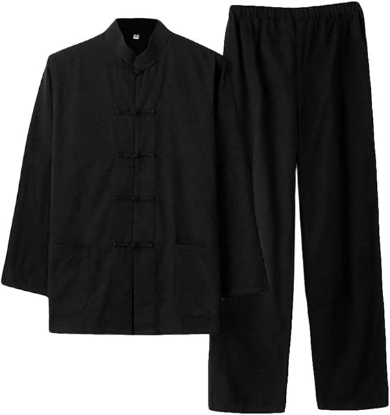 ZooBoo Men's Cotton Kung Fu Uniform Kungfu Shirt Pants Set | Traditional Kung Fu Uniform for Kung Fu Practice, Tai Chi and Casual Wear