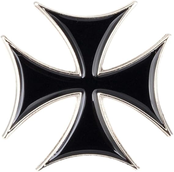 Iron Cross Enamel Pin Badge – Black Metal Lapel Emblem (1.9cm x 1.9cm) – Biker, Gothic, or Rock Style