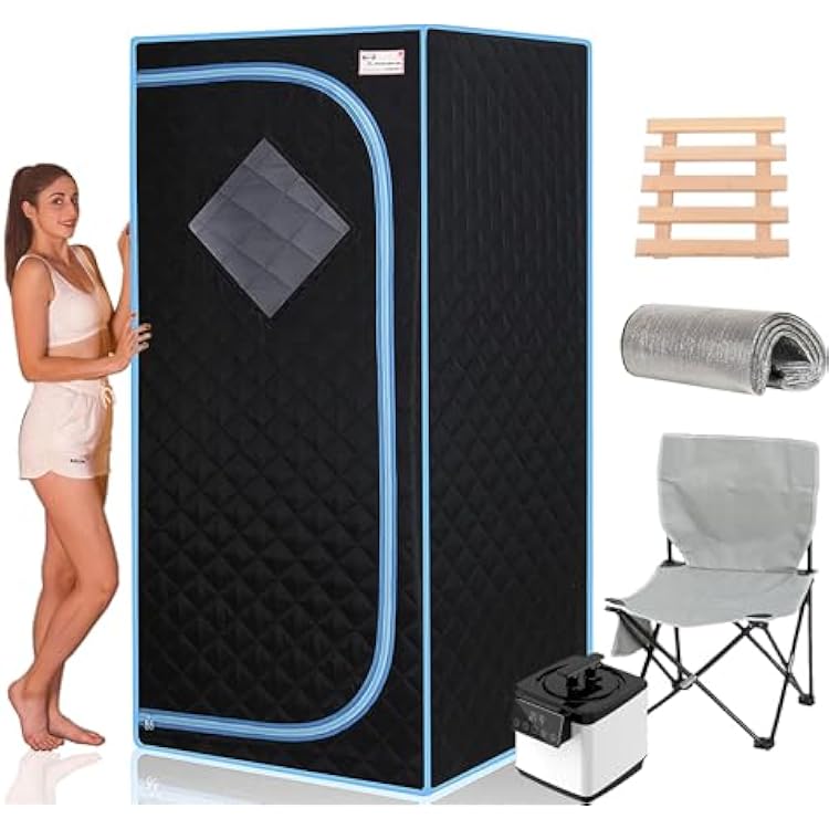 LTCCDSS Portable Steam Sauna Box, Personal Sauna Tent for Home, Waterproof Three Layer Oxford Cloth,15 Levels 1000W 2.2L Steamer, Remote Control, Stainless Steel Pipes, 32  32  69 in