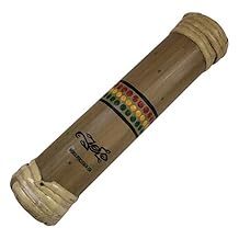 8" Bamboo Rainstick - Painted Rasta Gecko Design, Small Size Rain Maker Instrument by World Percussion USA