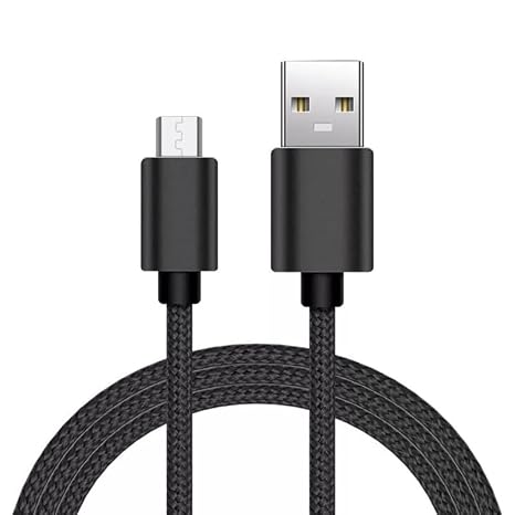 Braided USB Cable Charging Cord/Charger Power Lead Wire Compatible with Launch Tech Creader X431 V/Black / (2m / 6.6ft)