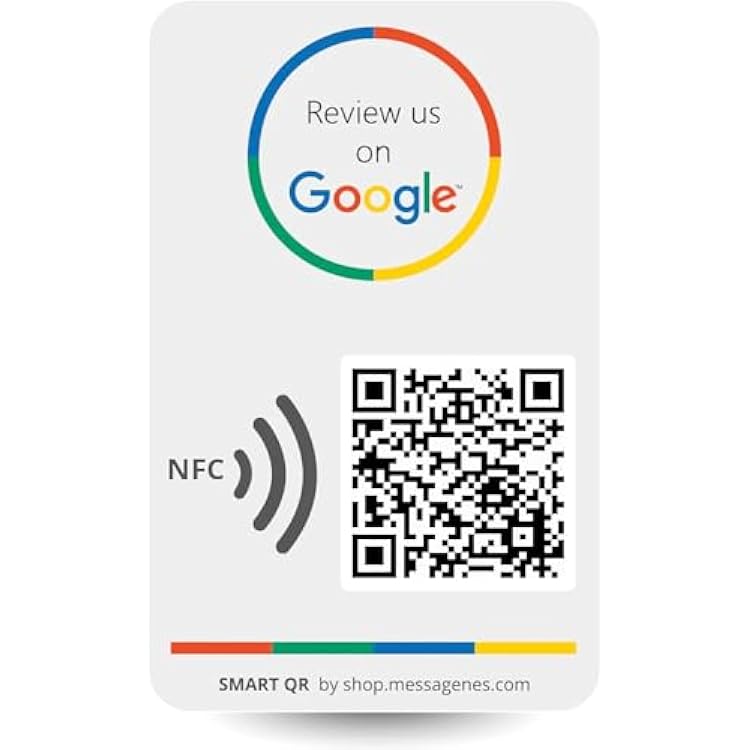 Reusable Review Tap Sticker for Google Reviews - 1 Sticker - QR & Tap NFC Sticker - Review Us on Google Tap Sticker - iPhone & Android - Boost My Reviews Sticker - Set Up at Home | by MESSAGENES
